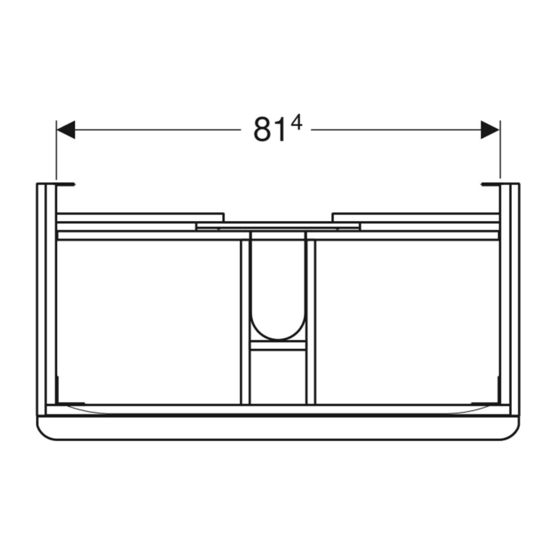 Geberit Meuble sous lavabo Smyle Square 88,4x61,7x47 cm, Bois épais, 2 tiroirs