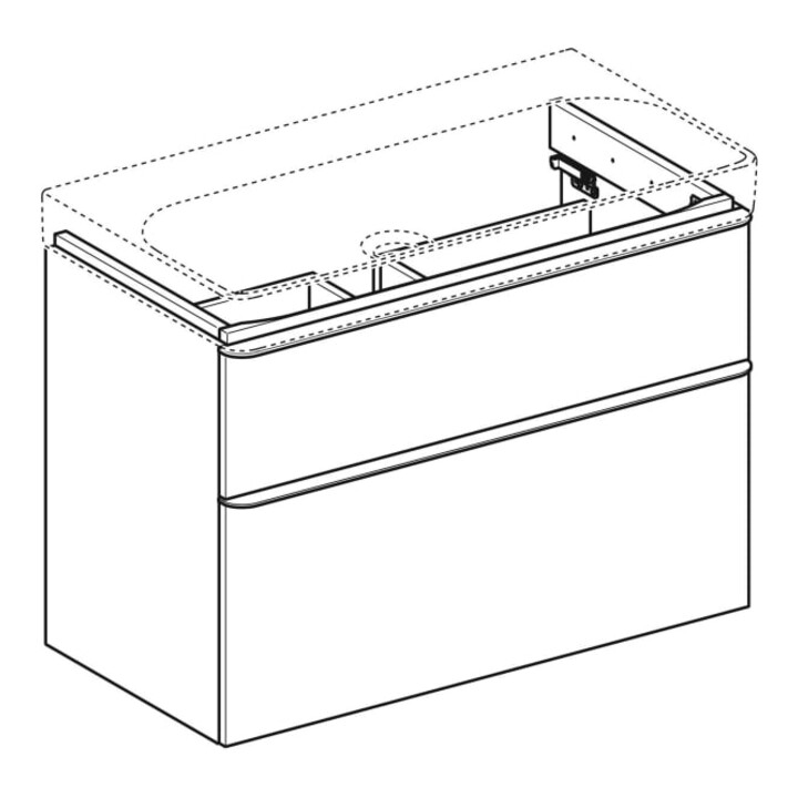 Geberit Meuble sous lavabo Smyle Square 88,4x61,7x47 cm, sable brillant, 2 tiroirs