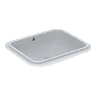 Geberit Meuble sous-lavabo VariForm 58x49 cm, sans trop-plein, avec robinetterie, verre/blanc