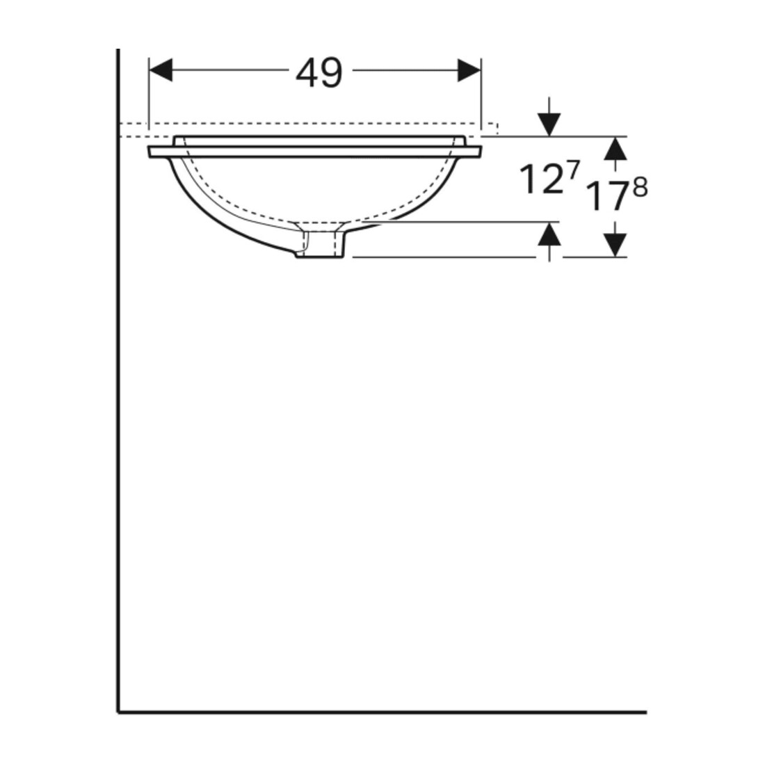 Geberit Meuble sous lavabo VariForm 58x49 cm, sans trop-plein, droit, blanc K-Tect
