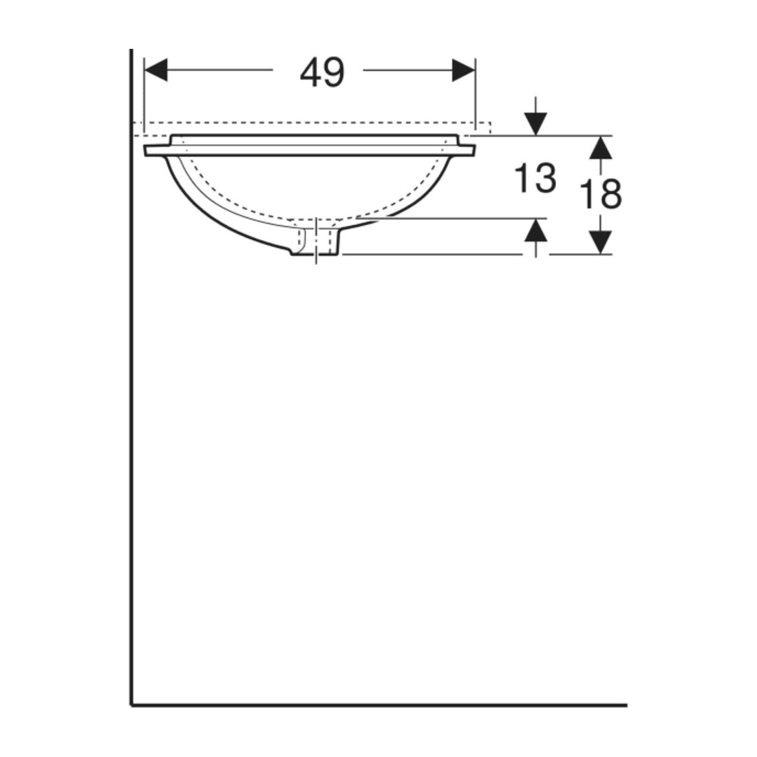 Geberit Meuble sous lavabo VariForm 62,5x49 cm, sans trop-plein, elliptique, blanc K-Tect