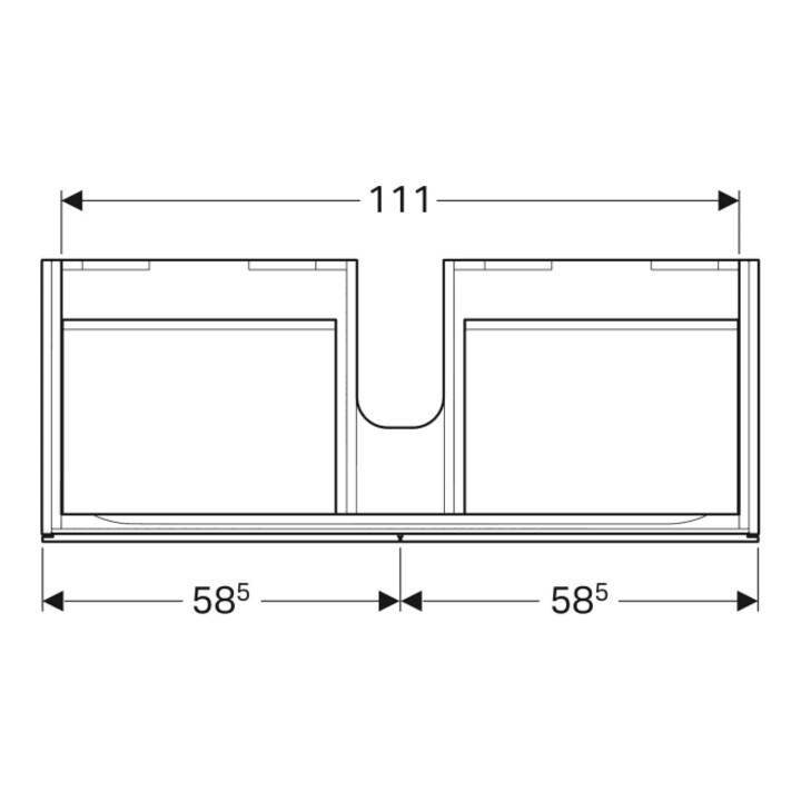 Geberit Meuble sous lavabo Xeno2 117,4x22x46,2 cm, 2 tiroirs, mat/greige
