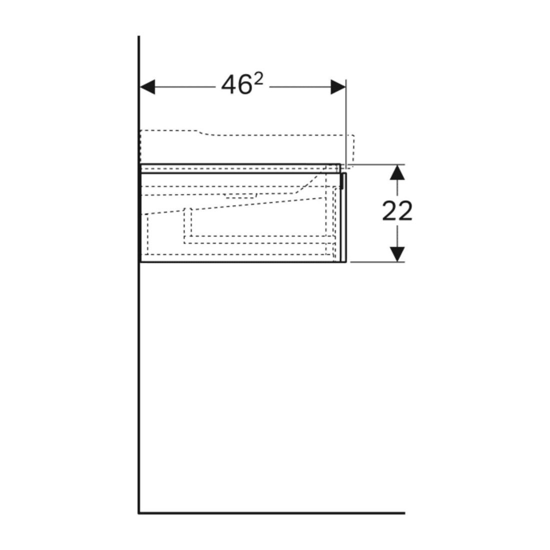 Geberit Meuble sous lavabo Xeno2 117,4x22x46,2 cm, 2 tiroirs, structuré/gris foncé