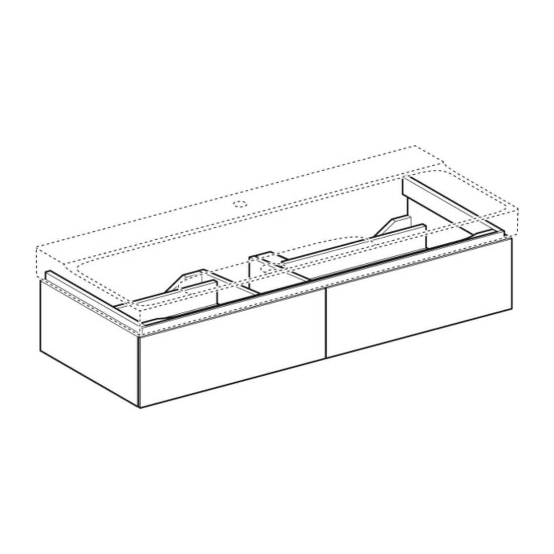 Geberit Meuble sous lavabo Xeno2 117,4x22x46,2cm, 2 tiroirs, brillant/blanc