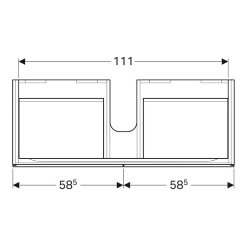 Geberit Meuble sous lavabo Xeno2 117,4x22x46,2cm, 2 tiroirs, brillant/blanc