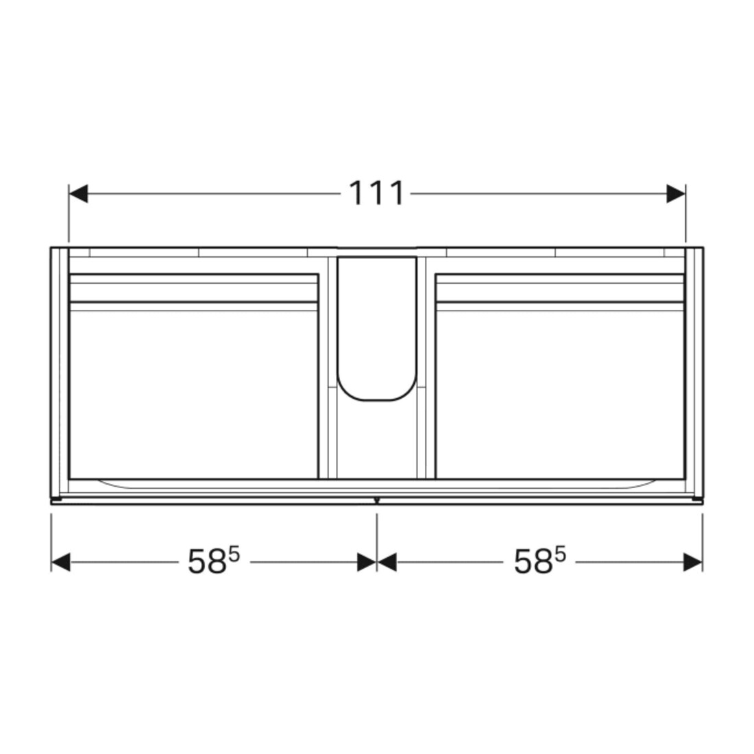 Geberit Meuble sous lavabo Xeno2 117,4x53x46,2 cm, 4 tiroirs, mat/greige