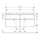 Geberit Meuble sous-lavabo Xeno2 117,4x53x46,2cm, 4 tiroirs, struct./antracite