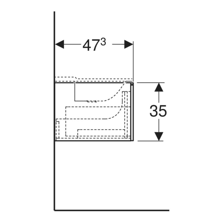 Geberit Meuble sous lavabo Xeno2 139,5x35x47,3 cm, 2 tiroirs, mélaminé bois/gris