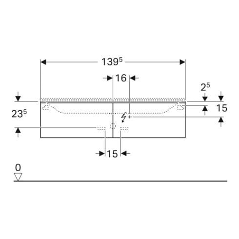 Geberit Meuble sous-lavabo Xeno2 139,5x35x47,3cm, 2 tiroirs, laqué greige