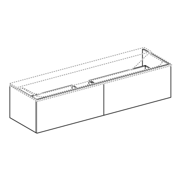 Geberit Meuble sous-lavabo Xeno2 159,5x35x47,3cm, 2 tiroirs, laqué m/greige