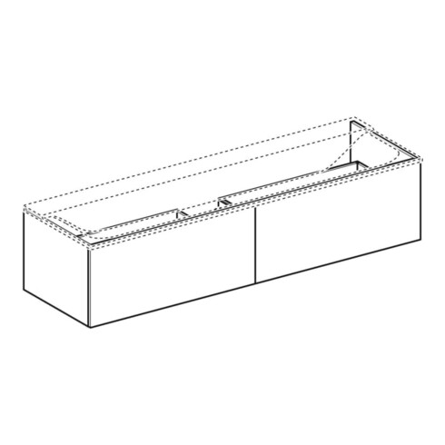 Geberit Meuble sous lavabo Xeno2 159,5x35x47,3cm, 2 tiroirs, mélaminé bois/gris