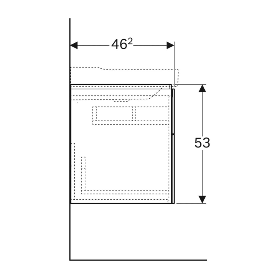 Geberit Meuble sous lavabo Xeno2 58x53x46,2 cm, struct./noir-gris, avec 2 tiroirs