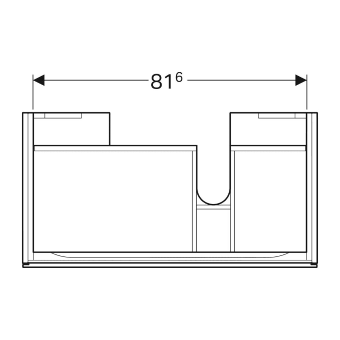 Geberit Meuble sous lavabo Xeno2 88x22x46,2 cm, avec tiroir, avec tablette, laqué brillant/blanc
