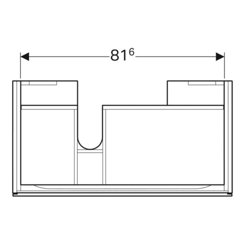 Geberit Meuble sous lavabo Xeno2 88x22x46,2 cm, avec tiroir, avec tablette, structuré/gris clair