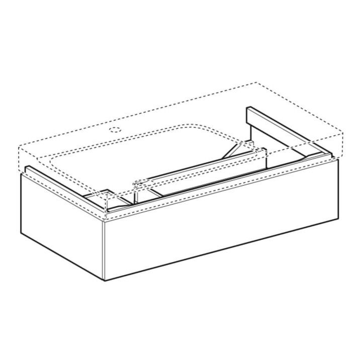 Geberit Meuble sous lavabo Xeno2 88x22x46,2 cm, avec tiroir, avec tablette, structuré/gris clair