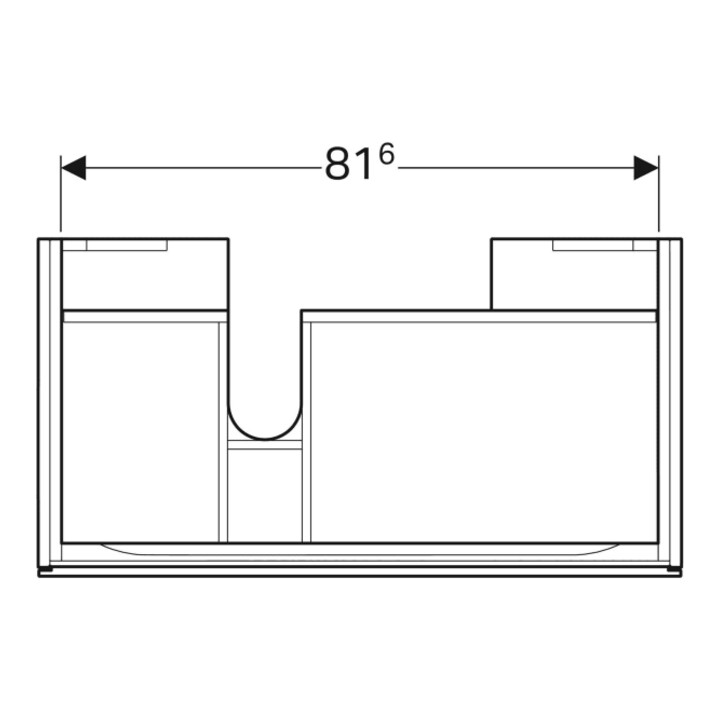 Geberit Meuble sous lavabo Xeno2 88x22x46,2 cm, avec tiroir, avec tablette, structuré/gris clair