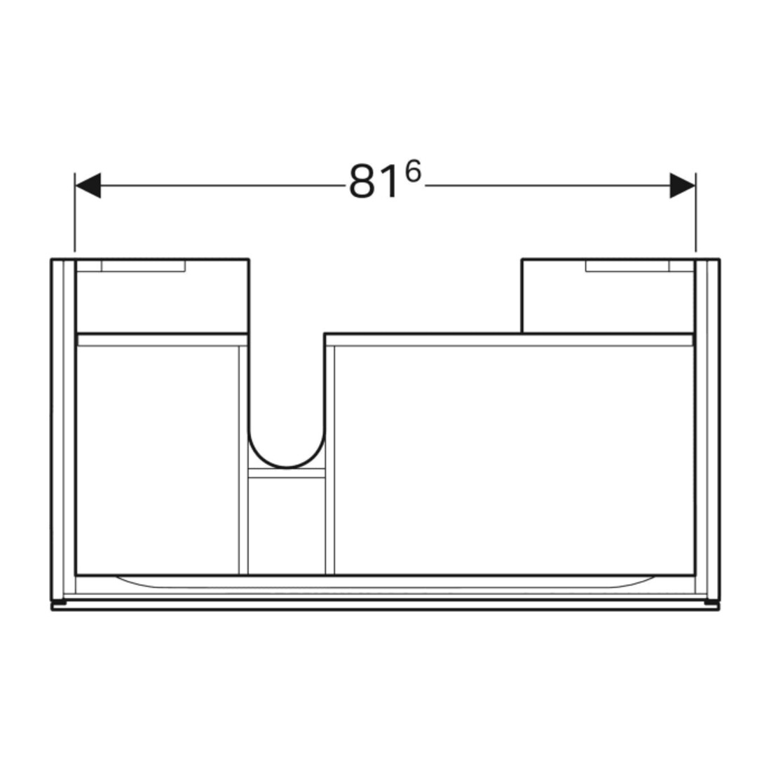 Geberit Meuble sous lavabo Xeno2 88x22x46,2 cm, avec tiroir, avec tablette, structuré/gris clair