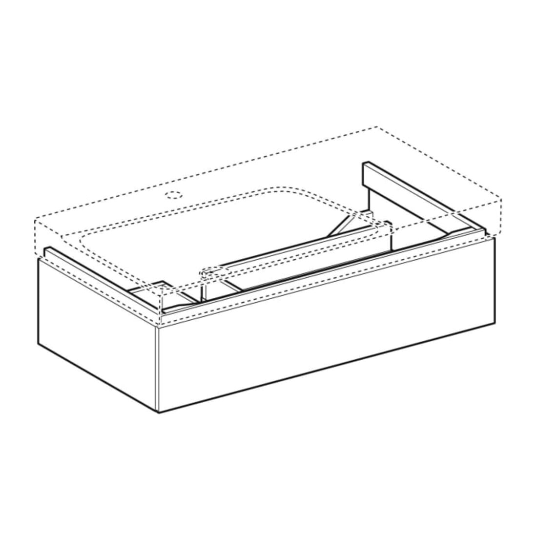 Geberit Meuble sous lavabo Xeno2 88x22x46,2 cm, avec tiroir, avec tablette, structuré/gris clair