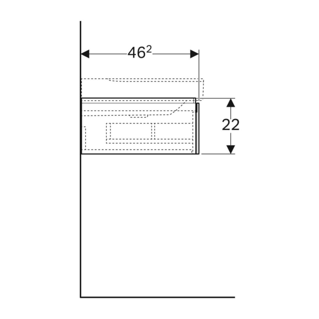 Geberit Meuble sous lavabo Xeno2 88x22x46,2 cm, avec tiroir, avec tablette, structuré/gris clair