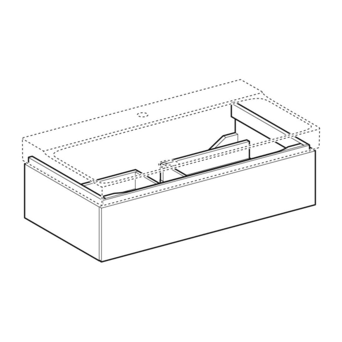 Geberit Meuble sous lavabo Xeno2 88x22x46,2 cm, brillant/blanc, avec tiroir