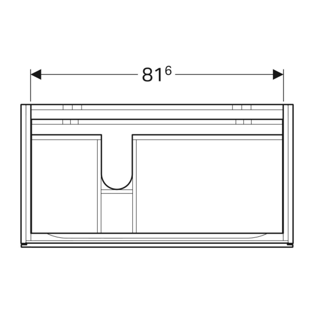 Geberit Meuble sous-lavabo Xeno2 88x53x46,2 cm, 2 tiroirs, avec plan, laqué brillant/blanc