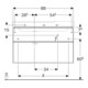 Geberit Meuble sous-lavabo Xeno2 88x53x46,2 cm, 2 tiroirs, avec plan, struct./gris sable