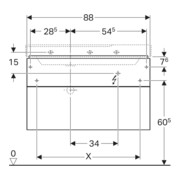 Geberit Meuble sous-lavabo Xeno2 88x53x46,2 cm, 2 tiroirs, avec plan, struct./gris sable-5
