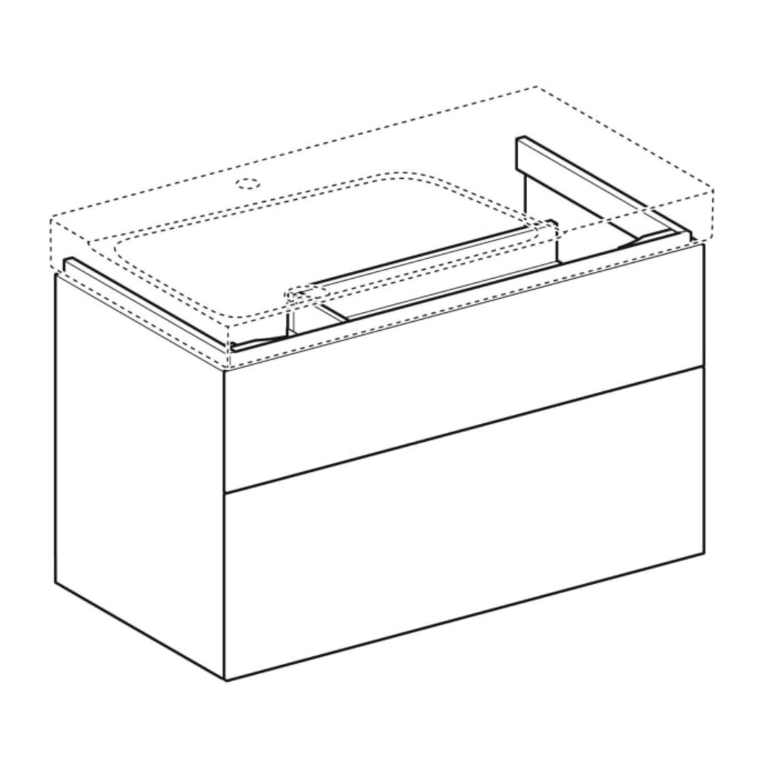 Geberit Meuble sous-lavabo Xeno2 88x53x46,2 cm, 2 tiroirs, avec plan, struct./gris sable