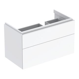 Geberit Meuble sous-lavabo Xeno2 88x53x46,2 cm, 2 tiroirs, avec tablette, laqué brillant/blanc