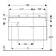 Geberit Meuble sous-lavabo Xeno2 88x53x46,2 cm, 2 tiroirs, avec tablette, laqué brillant/blanc-5