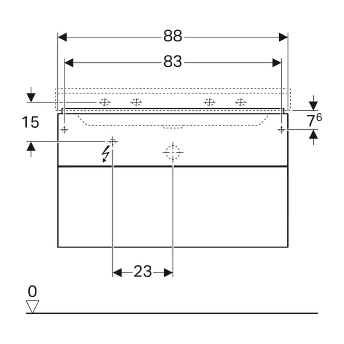 Geberit Meuble sous lavabo Xeno2 88x53x46,2 cm, greige, 2 tiroirs