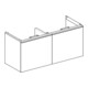 Geberit Meuble sous vasque double Acanto 1 porte, 1 tiroir en I, L 119 cm, blanc brillant / blanc mat