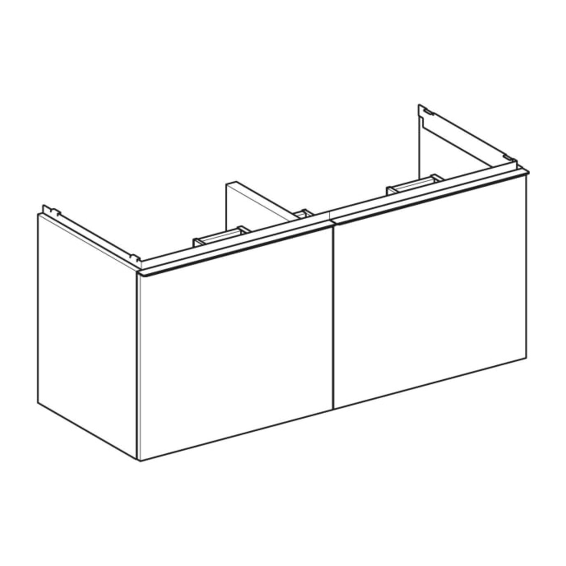 Geberit Meuble sous vasque double Acanto 1 tiroir gauche, 1 tiroir en I, L 119 cm, la ma / la. ma