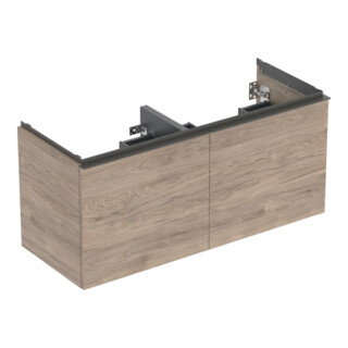 Geberit Meuble sous vasque double Acanto 1 tiroir lat., 1 tiroir I, L 119 cm, noyer / lat. mat