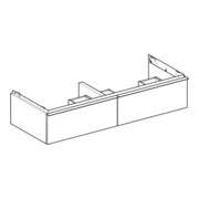Geberit Meuble sous vasque double iCon 118,4x24,7x47,6 cm, 2 tiroirs, blanc/bois clair brillant/gr. vc-2