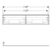 Geberit Meuble sous vasque double iCon 118,4x24,7x47,6 cm, 2 tiroirs, blanc/bois clair brillant/gr. vc-5