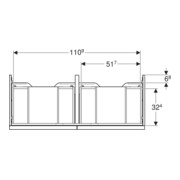 Geberit Meuble sous vasque double iCon 118,4x24,7x47,6 cm, 2 tiroirs, blanc mat/Gr blanc mat-4