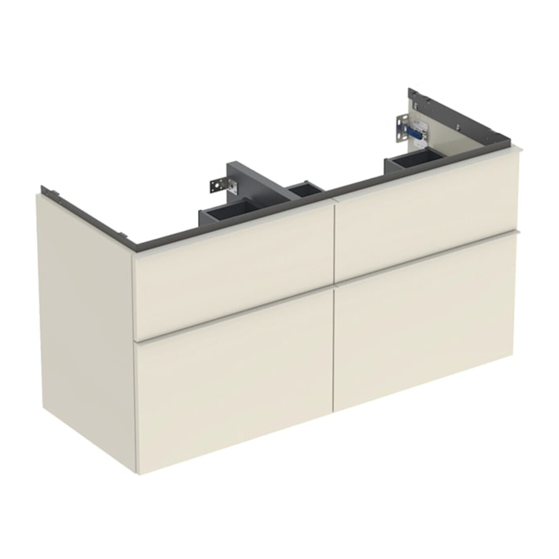 Geberit Meuble sous vasque double iCon 118,4x61,5x47,6 cm, 4 tiroirs, blanc brillant/Gr. sa ma