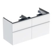 Geberit Meuble sous vasque double iCon 118,4x61,5x47,6 cm, 4 tiroirs, blanc laqué brillant