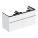 Geberit Meuble sous vasque double iCon 118,4x61,5x47,6 cm, 4 tiroirs, blanc/laqué brillant/Gr. vc-1
