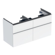 Geberit Meuble sous vasque double iCon 118,4x61,5x47,6 cm, 4 tiroirs, blanc/laqué brillant/Gr. vc-1