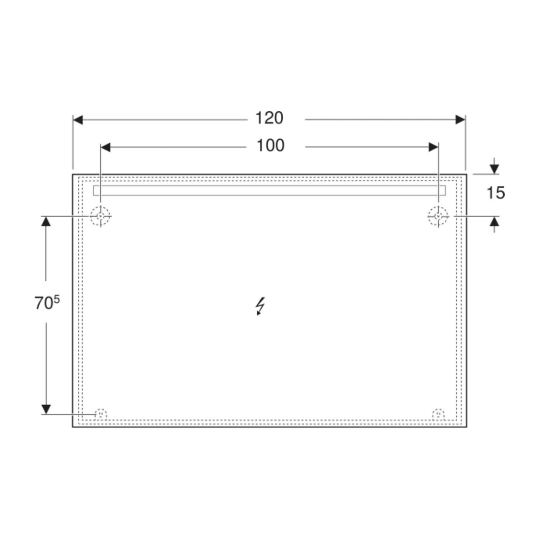 Geberit Miroir lumineux Option Basic éclairage haut, 140x90 cm