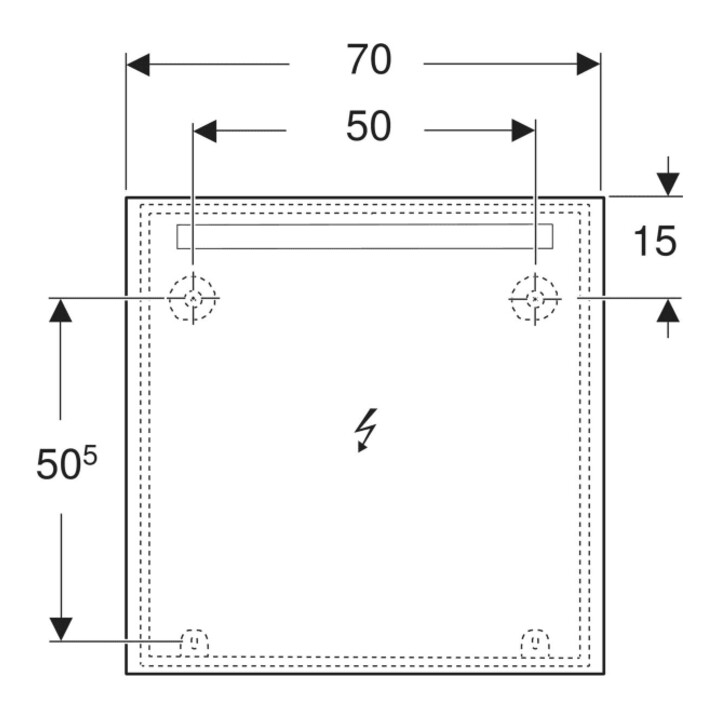 Geberit Miroir lumineux Option Basic éclairage haut, 70x70 cm