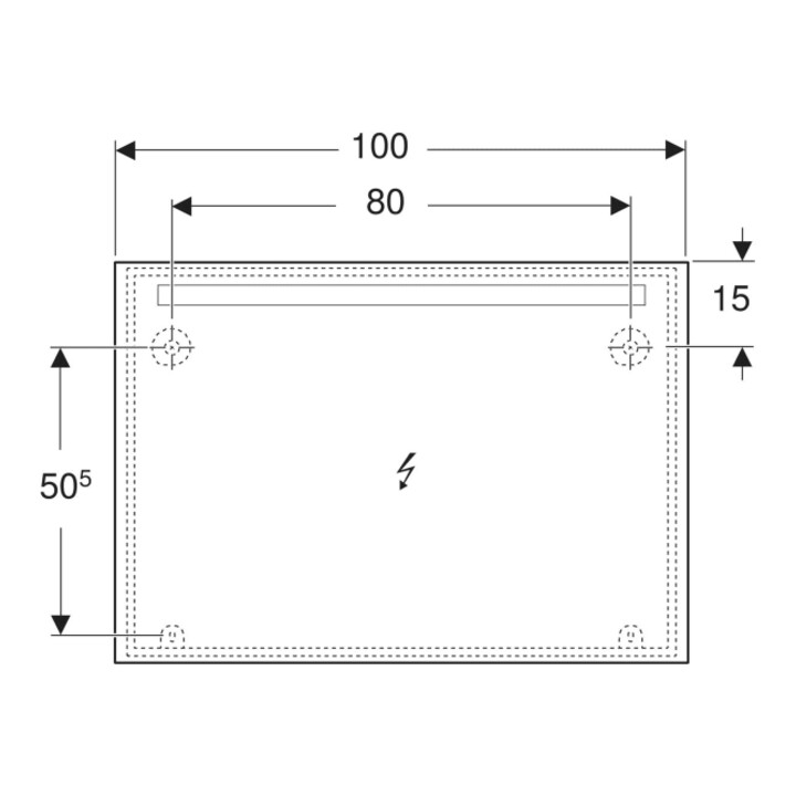 Geberit Miroir lumineux Option Basic éclairage supérieur, 100x70 cm