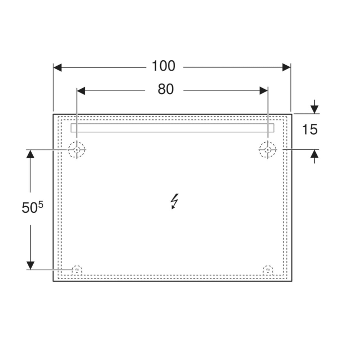 Geberit Miroir lumineux Option Basic éclairage supérieur, 100x70 cm