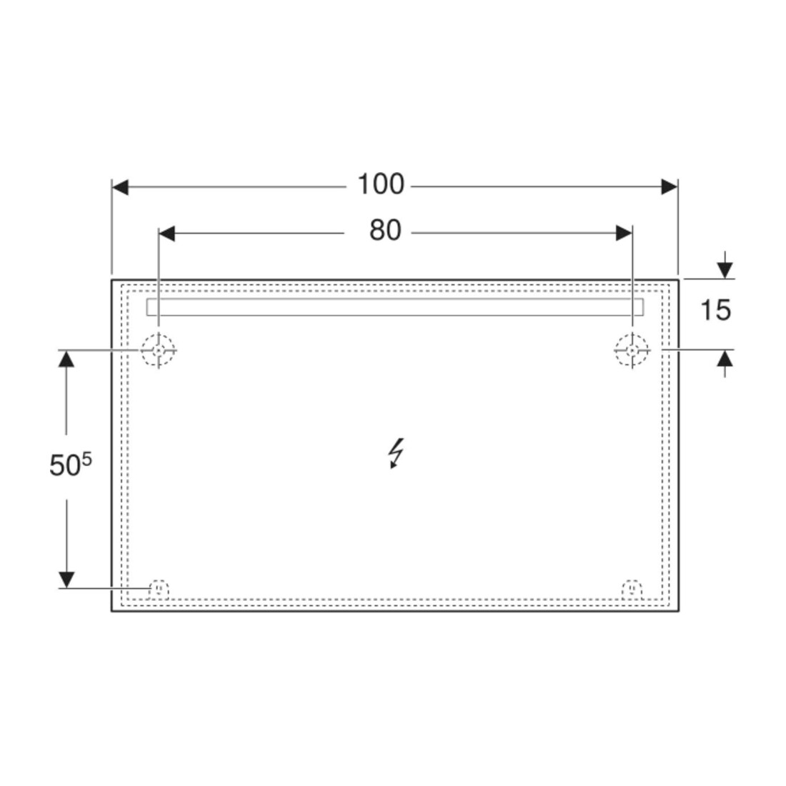 Geberit Miroir lumineux Option Basic éclairage supérieur, 120x70 cm