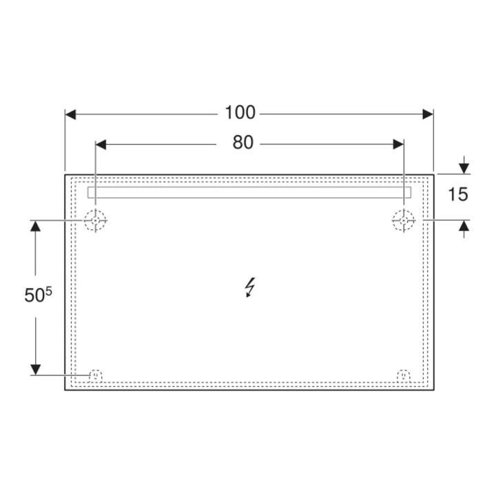 Geberit Miroir lumineux Option Basic éclairage supérieur, 120x70 cm
