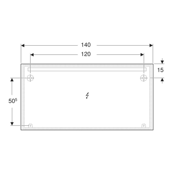 Geberit Miroir lumineux Option Basic éclairage supérieur, 140x70 cm