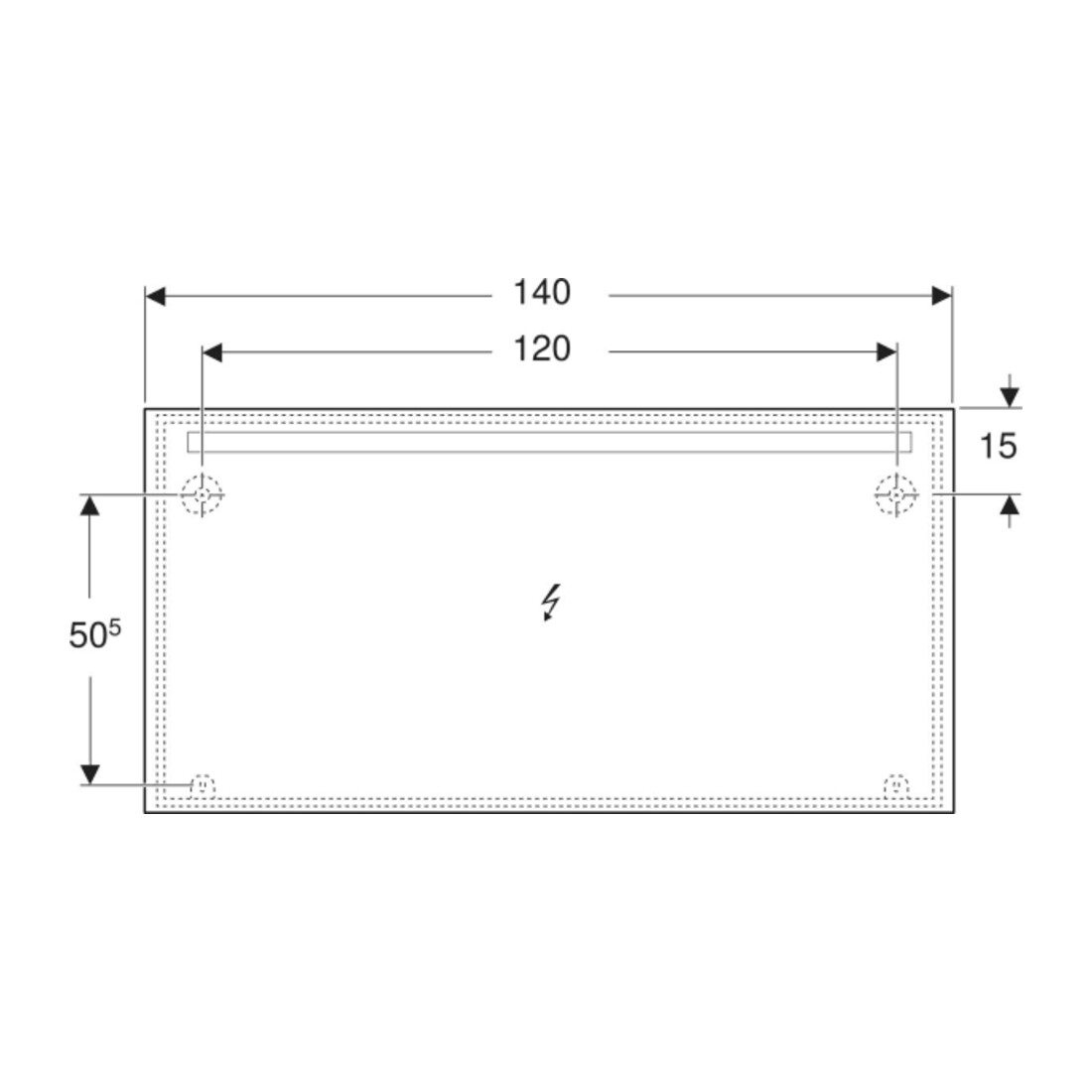 Geberit Miroir lumineux Option Basic éclairage supérieur, 140x70 cm