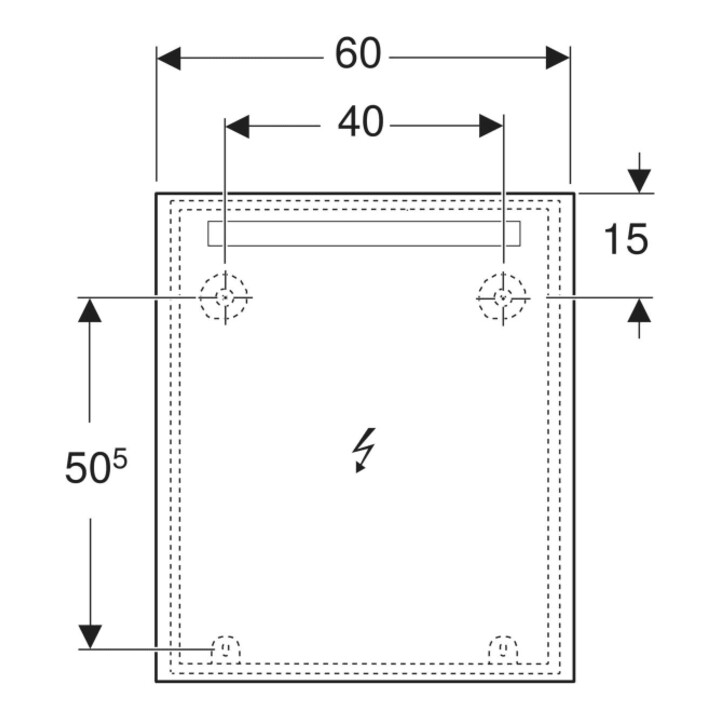 Geberit Miroir lumineux Option Basic éclairage supérieur, 60x70 cm